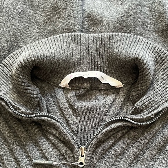 Athleta | Ribbed Knit 1/4 Zip Mock Neck Sweater Dress - Picture 4 of 10